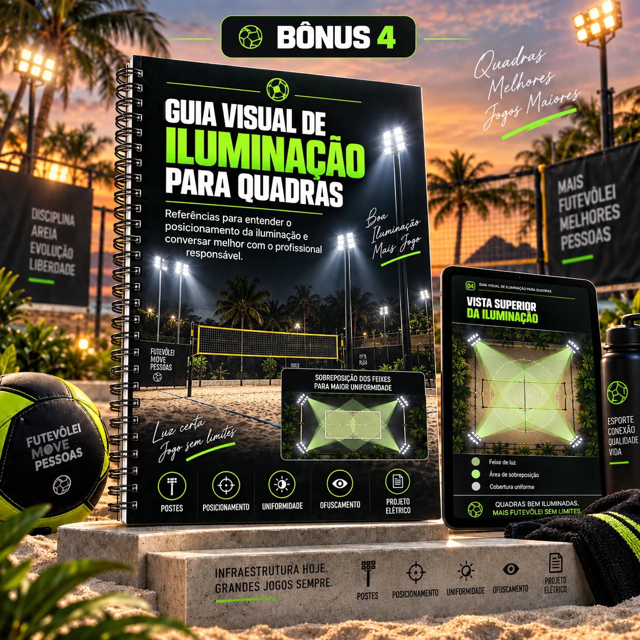 Bônus 4: guia visual de iluminação para quadras de futevôlei